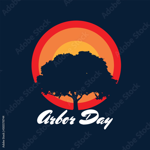 arbor day design tree shilhouette vector