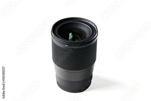 Camera and video camera lens close-up on a white background