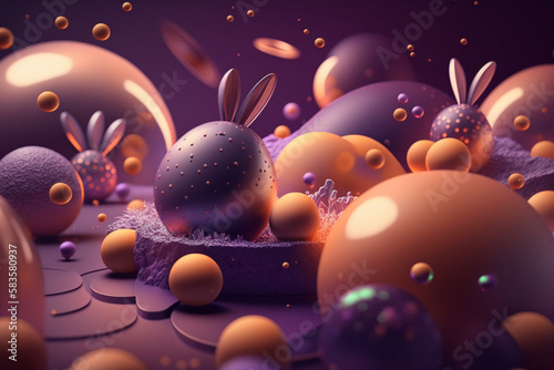 planet in space  aster themed abstract background  eggs   Generative AI