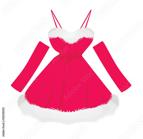 Rose Santa girl dress. vector illustration