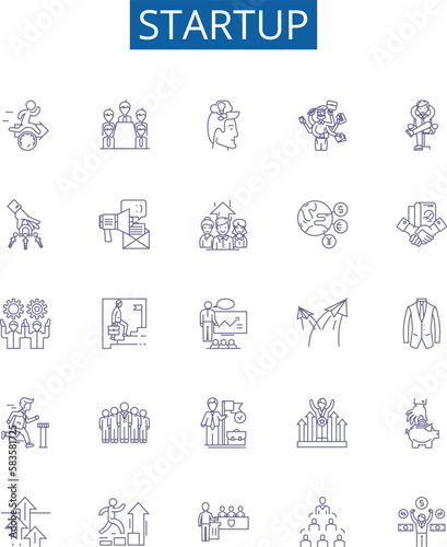 Startup line icons signs set. Design collection of Entrepreneur, Founding, Launch, Business, Innovate, Enterprise, Investing, Growth outline concept vector illustrations