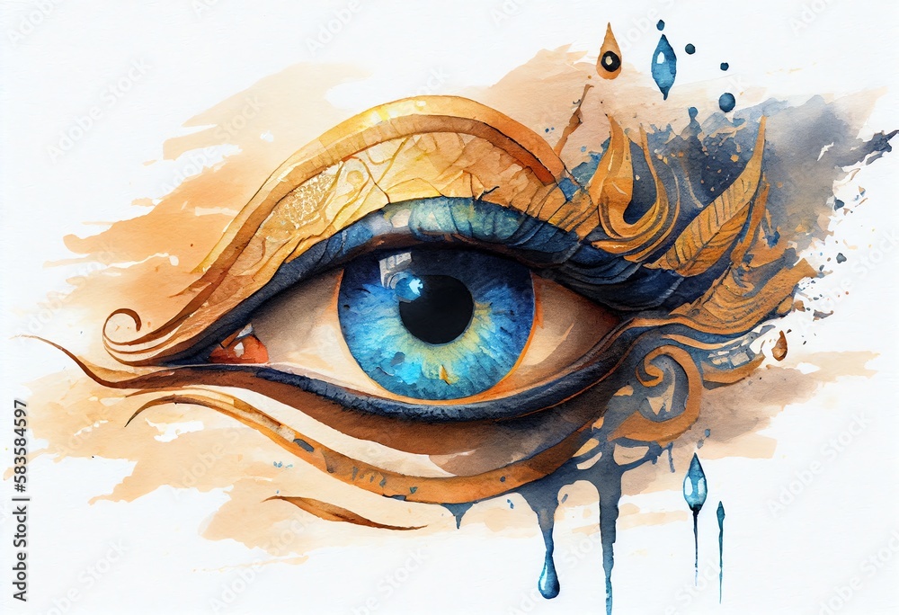 Golden Eyes  Watercolor and Gold 