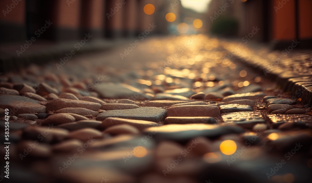 a close up of rocks and pebbles on a sidewalk at night. generative ai a close up of rocks and pebbles on a sidewalk at night. generative ai