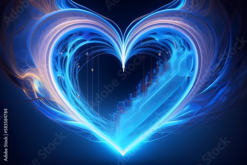 Rendering of Blue Heart  The CPU of Love. Generative AI. 
