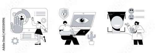 Sensor technology abstract concept vector illustration set. Gesture recognition, eye tracking technology, emotion detection, hands-free control, motion tracking, machine learning abstract metaphor.