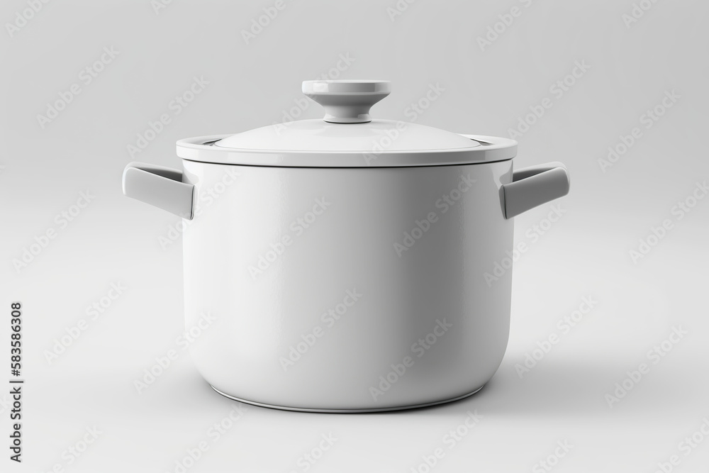 Mockup image with front white pan on light background. Generative AI. Mockup image with front white pan on light background. Generative AI.