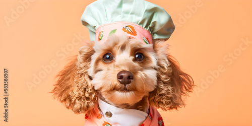 Puppy dog dressed in a chef's outfit, Generative AI photo