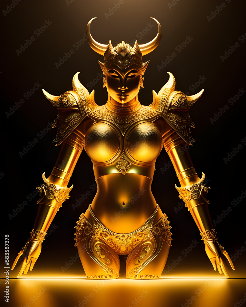 Fototapeta premium AI Digital Illustration Golden Devil