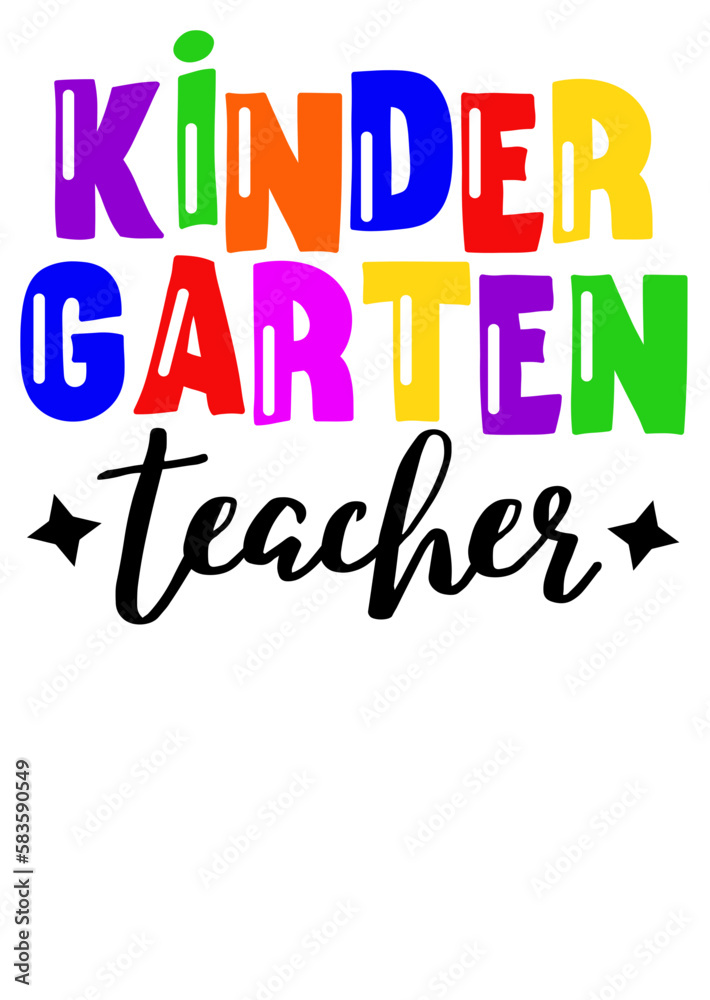 Fototapeta premium Kindergarten teacher. Colorful letters. Isolated on transparent background