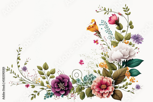 flower border on white background, Generative AI © Photobank