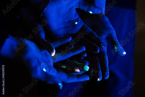 Hands with light painting