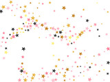 Modern black pink gold stardust scatter pattern. Little stardust spangles birthday decoration elements. Baby shower star dust backdrop. Spangle confetti poster decor.