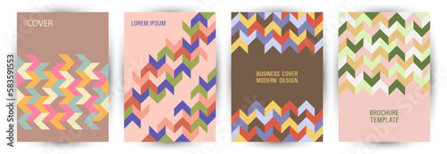 Annual report cover page mokup set A4 design. Memphis style premium pamphlet mockup set Eps10. Tile