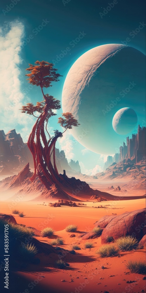 Mars Terraforming Lush Landscapes Everywhere Mobile Wallpaper. Generative AI