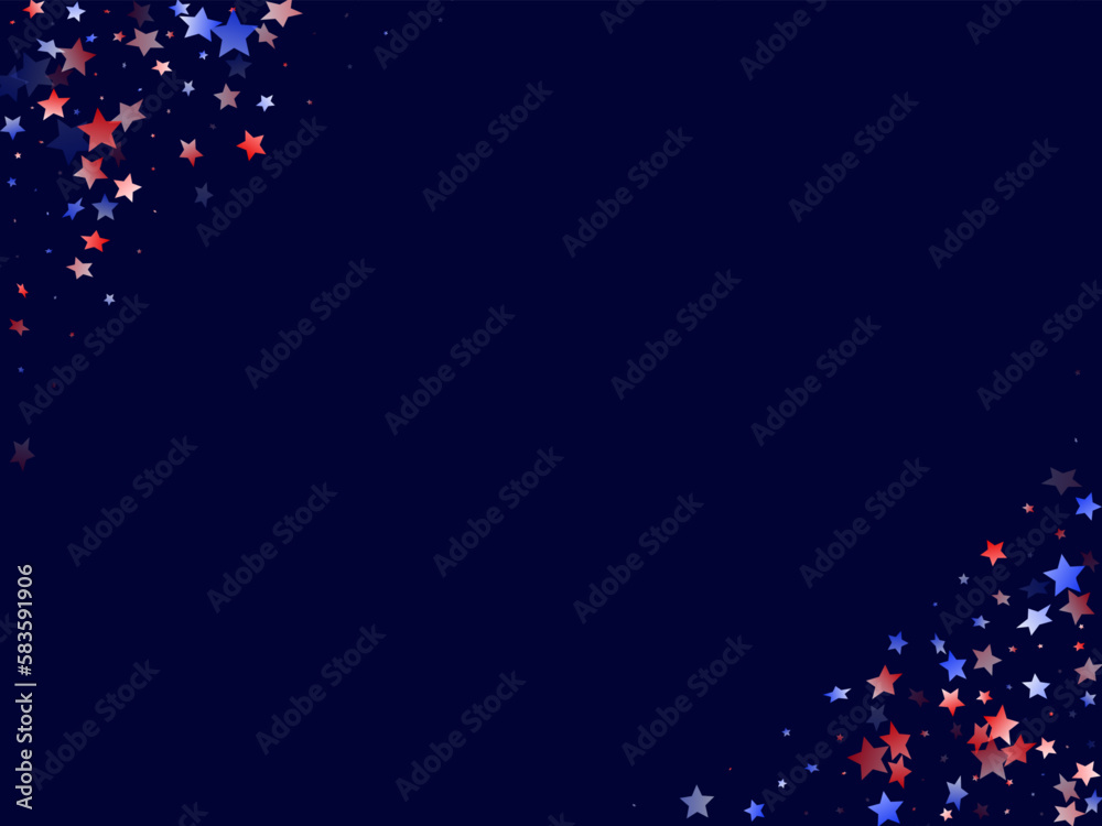 Flying red blue white star sparkles vector american patriotic background. Flying red blue white star sparkles vector american patriotic background.