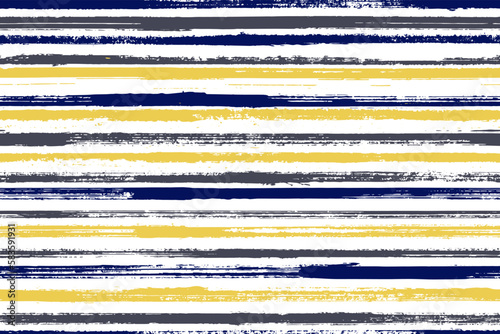 Watercolor brush stroke rough stripes vector seamless pattern. Cute summer fashion design. Scratchy