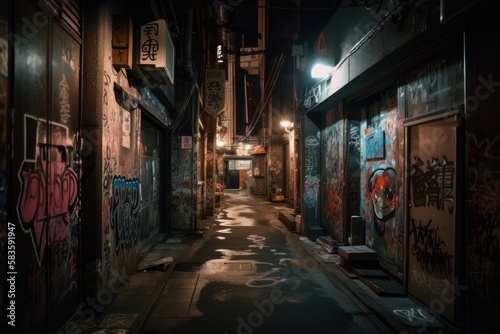 Discovering Tokyo s Hidden Graffiti Art Scene Abandoned alleyway  GENERATIVE AI