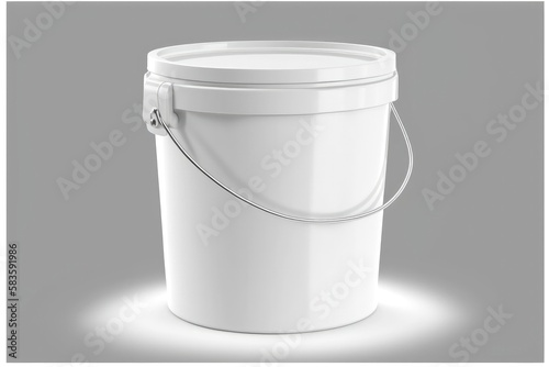 White Plactic Small Bucket On White Background. Generative AI