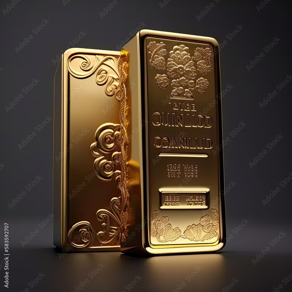 3D illustrations or 3D renderings gold backgrounds made gold ingots