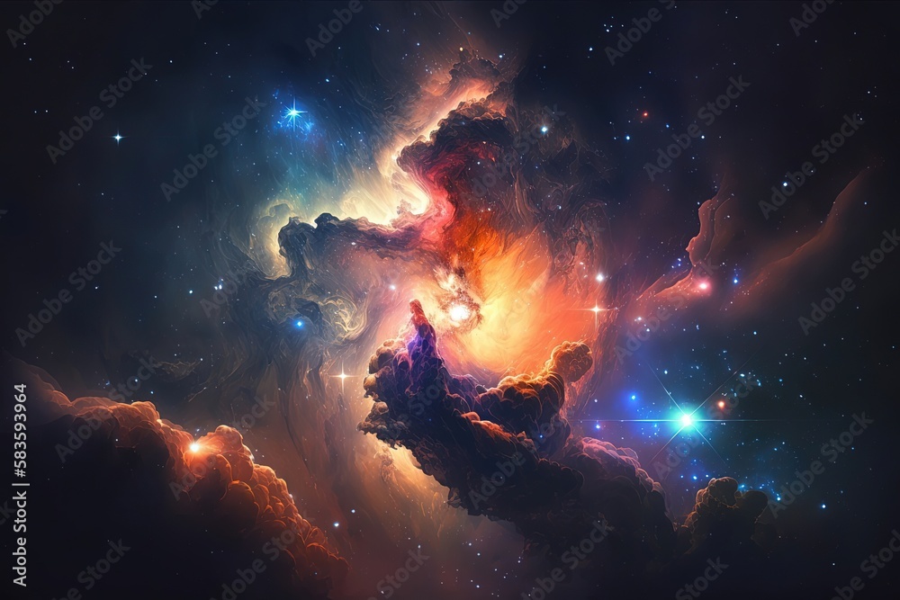 Against the dark and infinite expanse of space, a breathtaking display of celestial bodies illuminates the night sky. Generated by AI Against the dark and infinite expanse of space, a breathtaking display of celestial bodies illuminates the night sky. Generated by AI