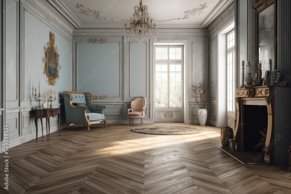 a picture of a traditional home's interior without any furniture. Generative AI