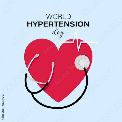 Red heart with stethoscope for world hypertension day