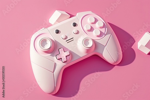 A sleek and stylish game controller featuring a bright pink color scheme against a contrasting background. Generated by AI