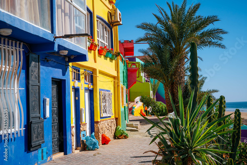 Aghroud small village with colourful fishermen