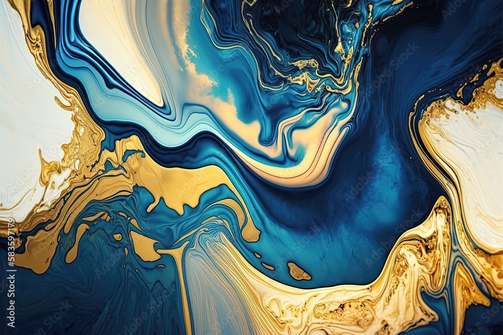 A background with a marble pattern in shades of gold and blue. The veins and swirls of the marble create a dynamic and visually striking effect. Generative AI A background with a marble pattern in shades of gold and blue. The veins and swirls of the marble create a dynamic and visually striking effect. Generative AI