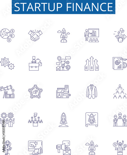 Startup finance line icons signs set. Design collection of Funding, Capital, Investing, Venture, Angel, Costs, Budget, Resource outline concept vector illustrations