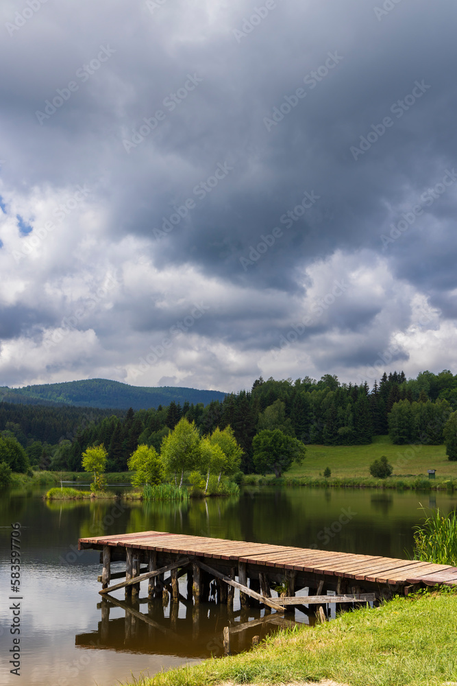 Pond near Poniatow Rudawa, Orlicke mountains, Okres Kladzko, Poland Pond near Poniatow Rudawa, Orlicke mountains, Okres Kladzko, Poland