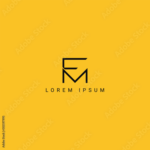 Abstract FM MF letter simple minimal style business logo design vector element.