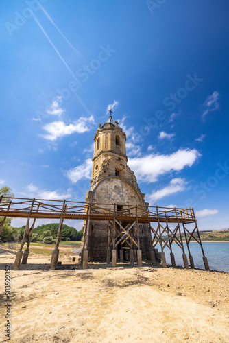 swamped church of San Roque near Villanueva de las Rozas, Cantabria, Spain photo