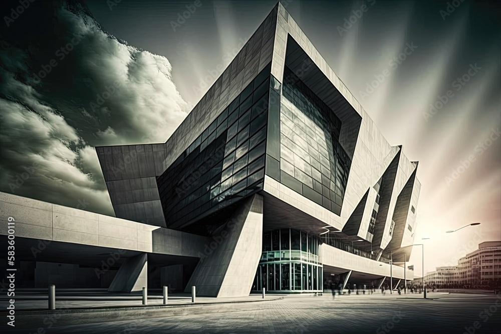 Fototapeta premium A building that exemplifies modern architecture with a focus on functional and urban design. Generative AI