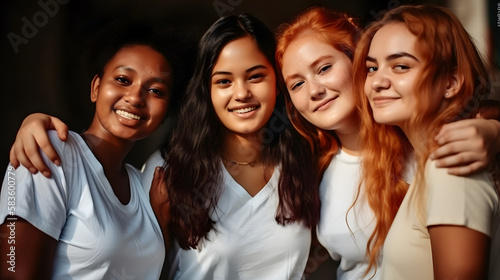 Group of female friends of all ethnicities, friendship concept