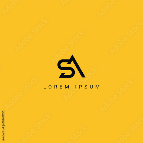 Abstract SA AS letter simple minimal style business logo design vector element photo