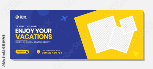 travel agency social media cover and and banner template abstract social media post web banner template