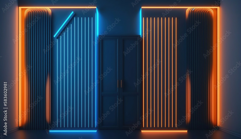 abstract minimal neon background with glowing lines. Generative Ai abstract minimal neon background with glowing lines. Generative Ai