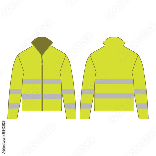 Yellow high visibility outdoor jacket isolated vector on the white background