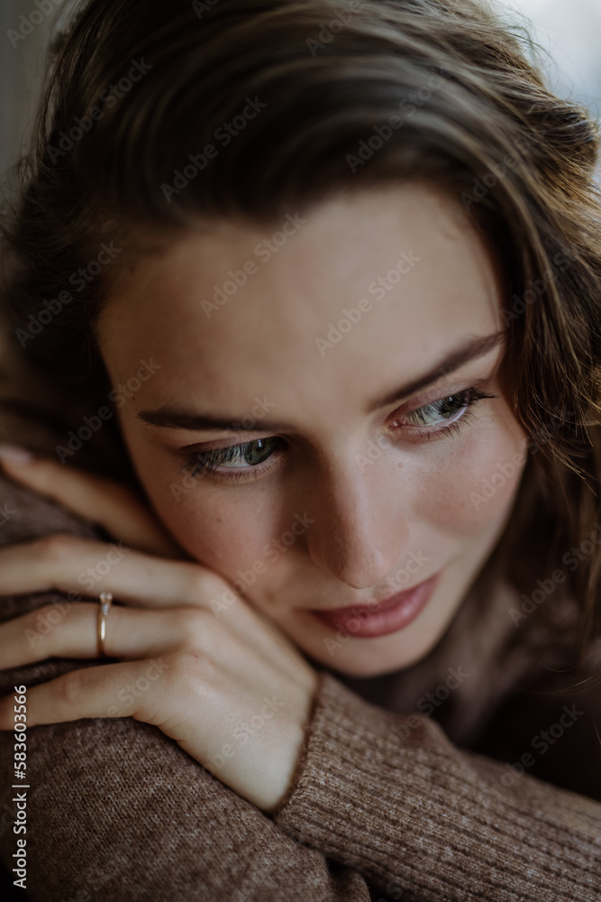 Portrait of unhappy young woman, concept of mental health. Portrait of unhappy young woman, concept of mental health.