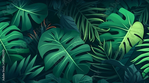 vector tropical green leaves background