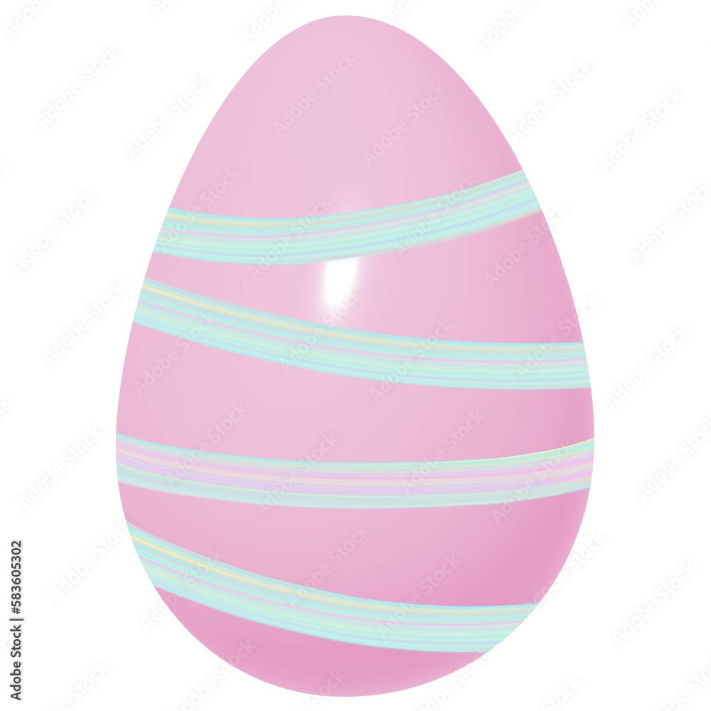 Pastel Pink Iridescent Stripes 3D Easter Egg Pastel Pink Iridescent Stripes 3D Easter Egg