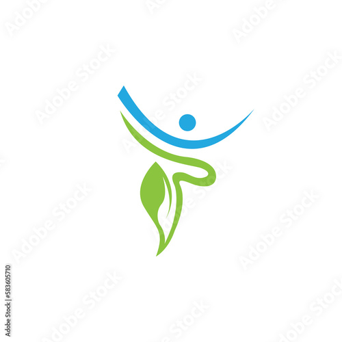 The logo design is combination leaf and the man
