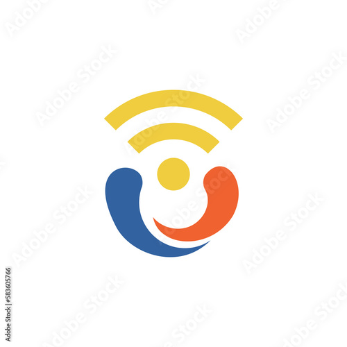 The logo design is combination signal wi-fi and man
