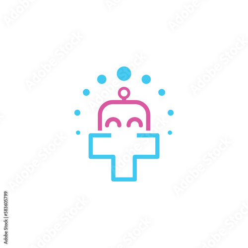 The logo design is combination robot medic
