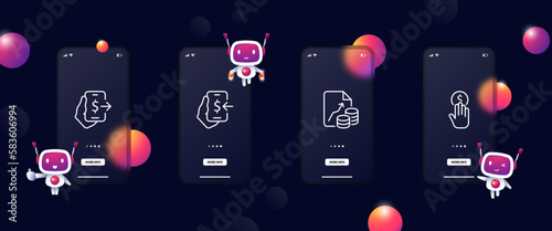 Salary set icon. Earnings, payment, transaction, online banking, analytics, income, loss, bill, dollar, tax. Accounting concept. Glassmorphism. UI phone app screen. Vector line icon for Business