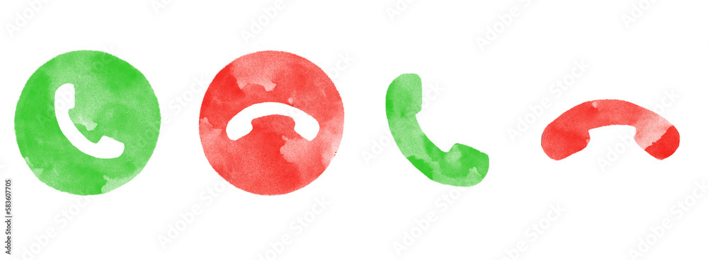 Phone call icon accept and decline illustration vector set hand drawn ...