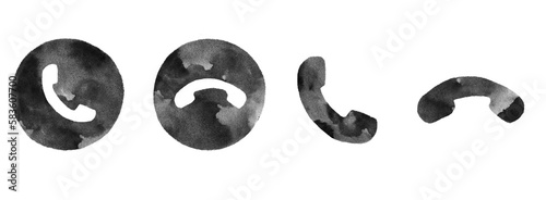 Konstfotografi Phone call icon accept and decline illustration vector set hand drawn watercolor
