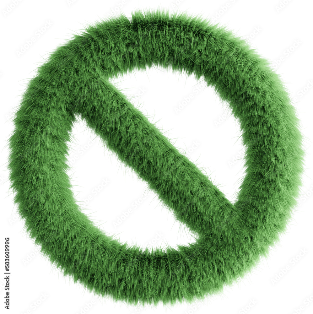 Green fluffy 3D forbidden icon Green fluffy 3D forbidden icon