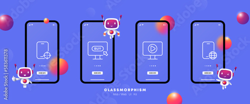 The target audience set icon. Sight, buy button, online store, contextual advertising. Business concept. Glassmorphism. UI phone app screen. Vector line icon for Business and Advertising